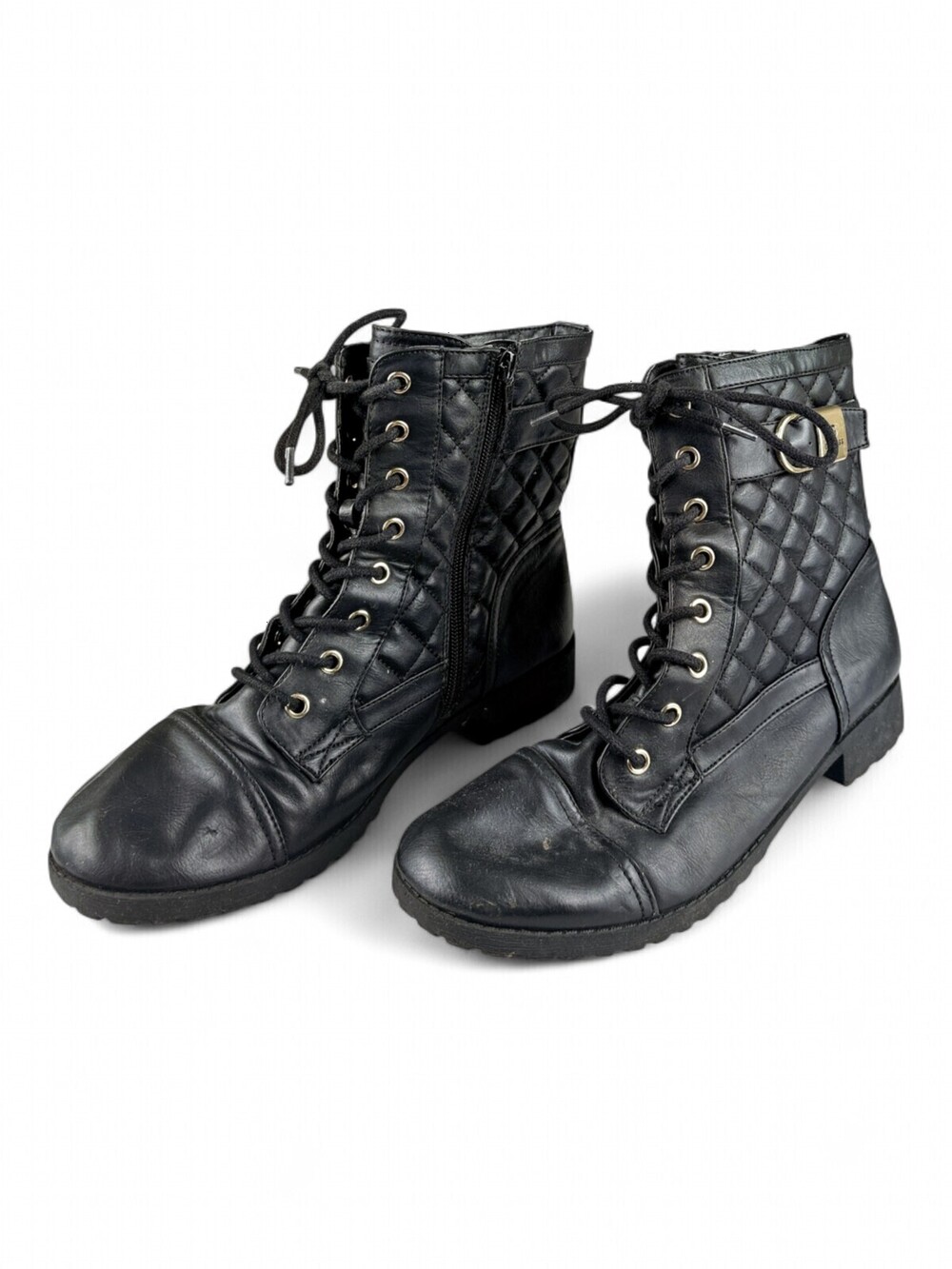 GUESS Quilted Lace-Up Heeled Combat Boots Sz 8.5